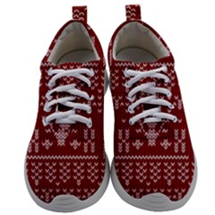 Beautiful Knitted Christmas Pattern Red Mens Athletic Shoes by Vaneshart