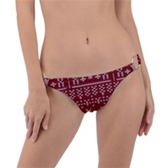 Beautiful Knitted Christmas Pattern Red Ring Detail Bikini Bottom by Vaneshart