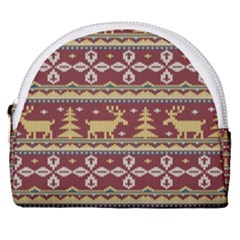 Beautiful Knitted Christmas Pattern Xmas Horseshoe Style Canvas Pouch by Vaneshart