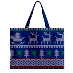 Knitted Christmas Pattern Zipper Mini Tote Bag