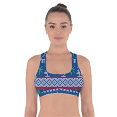 Knitted Christmas Pattern Cross Back Sports Bra