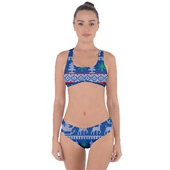 Knitted Christmas Pattern Criss Cross Bikini Set by Vaneshart