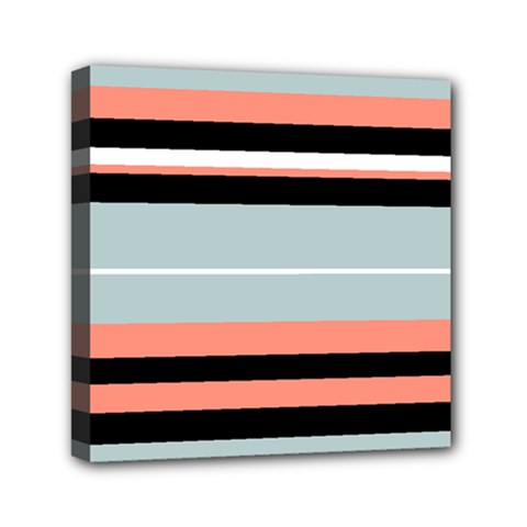 Bandes Orange/bleu/noir Mini Canvas 6  X 6  (stretched)