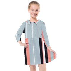 Bandes Orange/Bleu/Noir Kids  Quarter Sleeve Shirt Dress