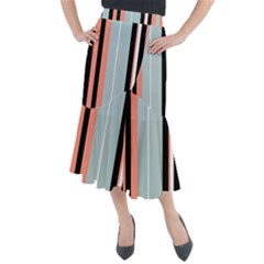 Bandes Orange/Bleu/Noir Midi Mermaid Skirt