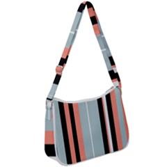 Bandes Orange/Bleu/Noir Zip Up Shoulder Bag