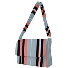 Bandes Orange/Bleu/Noir Full Print Messenger Bag (L)