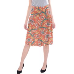 Coral Floral Paisley Midi Beach Skirt by mccallacoulture