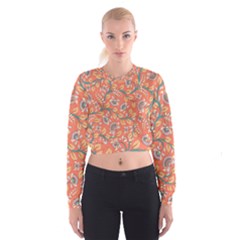 Coral Floral Paisley Cropped Sweatshirt