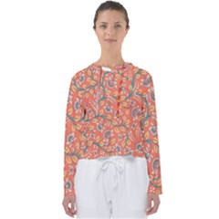 Coral Floral Paisley Women s Slouchy Sweat