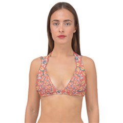 Coral Floral Paisley Double Strap Halter Bikini Top by mccallacoulture