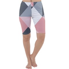 Pink, Gray, And White Geometric Cropped Leggings 