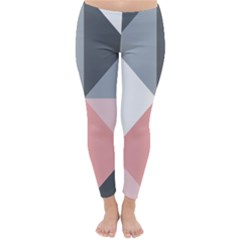 Pink, Gray, And White Geometric Classic Winter Leggings by mccallacoulture
