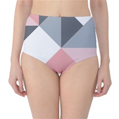 Pink, Gray, And White Geometric Classic High-waist Bikini Bottoms by mccallacoulture