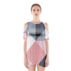 Pink, Gray, And White Geometric Shoulder Cutout One Piece Dress by mccallacoulture