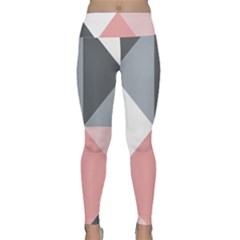 Pink, Gray, And White Geometric Lightweight Velour Classic Yoga Leggings by mccallacoulture