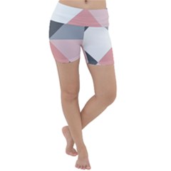 Pink, Gray, And White Geometric Lightweight Velour Yoga Shorts by mccallacoulture