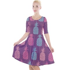 Pineapple Wallpaper Pattern 1462307008mhe Quarter Sleeve A-line Dress by Sobalvarro
