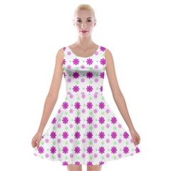 Background Flowers Multicolor Purple Velvet Skater Dress by HermanTelo