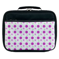 Background Flowers Multicolor Purple Lunch Bag