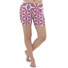 White Red Flowers Texture Lightweight Velour Yoga Shorts