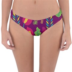 Tropical Flowers On Deep Magenta Reversible Hipster Bikini Bottoms by mccallacoulture