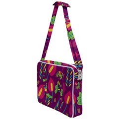 Tropical Flowers On Deep Magenta Cross Body Office Bag by mccallacoulture