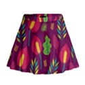 Tropical Flowers on Deep Magenta Mini Flare Skirt View1