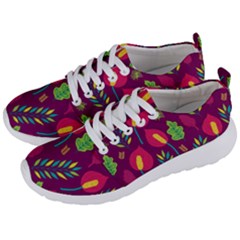Tropical Flowers On Deep Magenta Men s Lightweight Sports Shoes by mccallacoulture