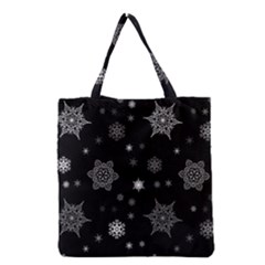 Christmas Snowflake Seamless Pattern With Tiled Falling Snow Grocery Tote Bag