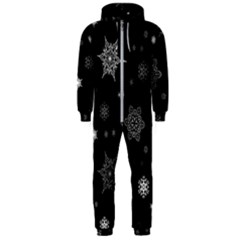 Christmas Snowflake Seamless Pattern With Tiled Falling Snow Hooded Jumpsuit (men)  by Vaneshart