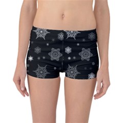 Christmas Snowflake Seamless Pattern With Tiled Falling Snow Reversible Boyleg Bikini Bottoms by Vaneshart