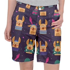 Funny Christmas Pattern With Reindeers Pocket Shorts