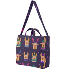 Funny Christmas Pattern With Reindeers Square Shoulder Tote Bag by Vaneshart