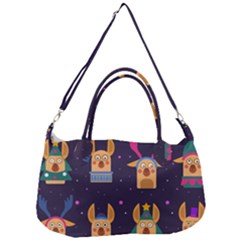 Funny Christmas Pattern With Reindeers Removal Strap Handbag