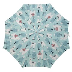 Christmas Tree Cute Lama With Gift Boxes Seamless Pattern Straight Umbrellas