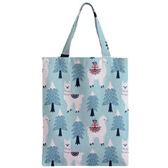 Christmas Tree Cute Lama With Gift Boxes Seamless Pattern Zipper Classic Tote Bag