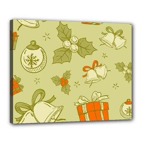 Vintage Christmas Pattern Canvas 20  X 16  (stretched) by Vaneshart