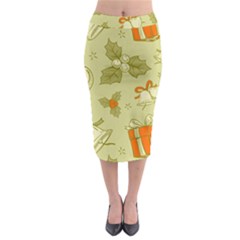 Vintage Christmas Pattern Midi Pencil Skirt