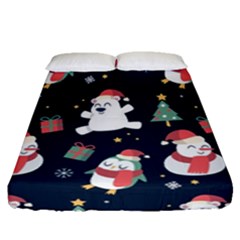 Colourful Funny Christmas Pattern Fitted Sheet (queen Size) by Vaneshart