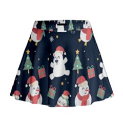 Colourful Funny Christmas Pattern Mini Flare Skirt by Vaneshart