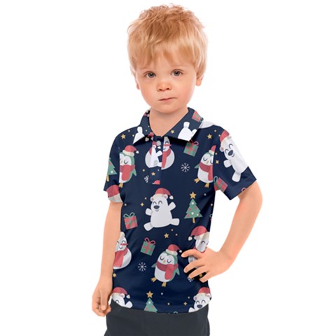 Colourful Funny Christmas Pattern Kids  Polo Tee by Vaneshart