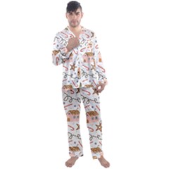 Colorful Seamless Pattern With Traditional Winter Elements Christmas Hygge Style Men s Satin Pajamas Long Pants Set by Vaneshart