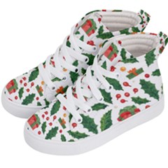 Christmas Seamless Pattern With Holly Red Gift Box Kids  Hi-top Skate Sneakers by Vaneshart