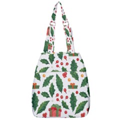Christmas Seamless Pattern With Holly Red Gift Box Center Zip Backpack by Vaneshart