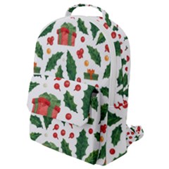 Christmas Seamless Pattern With Holly Red Gift Box Flap Pocket Backpack (small) by Vaneshart