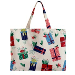 Christmas Gifts Pattern With Flowers Leaves Zipper Mini Tote Bag