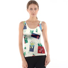 Christmas Gifts Pattern With Flowers Leaves Tank Top