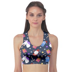 Colorful Funny Christmas Pattern Sports Bra by Vaneshart