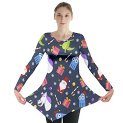 Colorful Funny Christmas Pattern Long Sleeve Tunic  by Vaneshart